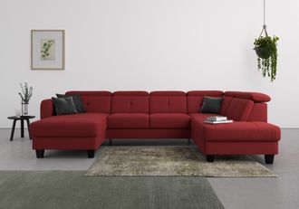 Sit&more Wohnlandschaft »Belluci U-Form« Kopfteilverstellung und Federkern, wahlweise mit Bettfunktion