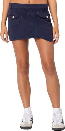 Edikted Asymmetric Pocket Miniskirt in Navy at Nordstrom, Size X-Small