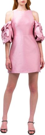 Marchesa Notte A-Line Silk-Blend Mikado Mini Dress