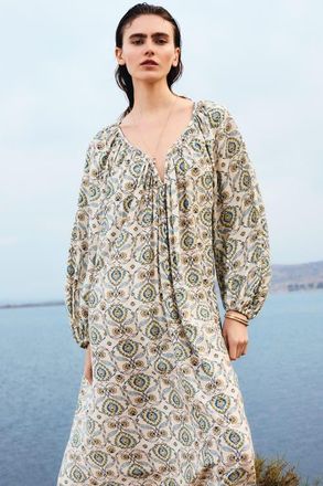 H&M Oversized tunic dress in Light Beige/patterned at Nordstrom, Size Xx-Large
