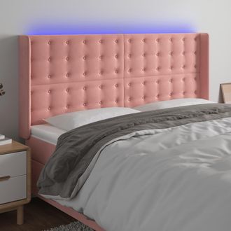 vidaXL Cabecero Con Led De Terciopelo Rosa 163x16x118/128 Cm Vidaxl