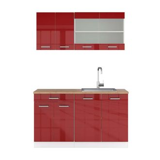Vicco Cocina Vers&aacute;til R-line, Burdeos Brillo Intenso/blanco, 140 Cm, Et Roble, Vicco