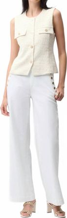 Joseph Ribkoff Striped Fitted Boucl&eacute; Vest In Off-White/gold