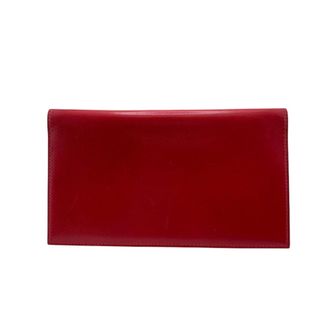 Herm&egrave;s Red Color Leather Long Bill Wallet (Bi-Fold) (Pre-Owned)