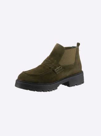 Heine Stiefelette HEINE, Damen, Gr. 37, gr&uuml;n (khaki), Leder, Rindsleder, Veloursleder, Schuhe Stiefelette