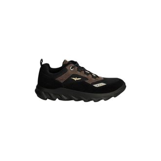 Aeronautica Schoenen, Heren, Zwart, 40 EU, Leer, Mesh-Panelled Wandelsneakers