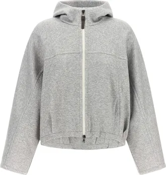 Brunello Cucinelli Gray Cotton Womens Hoodie