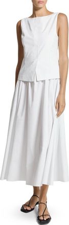 Theory Sleeveless Boatneck Midi Dress in White at Nordstrom, Size 12
