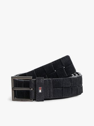 Tommy Hilfiger Enamel Flag Woven Suede Belt