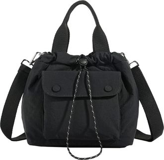 Generic Womens Nylon Shoulder Bag with Ruched Detail, Classic Top-Handle Bag, Drawstring, Zipper and Magnetic Closure, Applies to Commute, Weekend Trip and Er