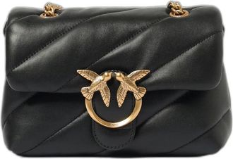 Pinko Pinko - Love Mini Puff Nappa Leren Tas - Dames - Tassen - Zwart - Maat: ONE Size Leer