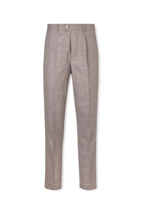 Brunello Cucinelli Straight-Leg Pleated Prince of Wales Checked Wool, Silk and Linen-Blend Trousers