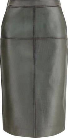 P.A.R.O.S.H. Gonna dritta in pelle con inserti - Verde