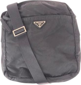 Prada Pre-owned Cross Body Bags, female, Black, Size: ONE SIZE Pre-owned Tessuto Nylon Shoulder Bag