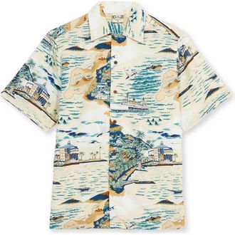 Fortela Santacatalina Tropical Print Short Sleeve Shirt in White at Nordstrom, Size Large