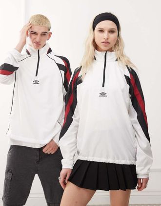 Umbro Giacca a vento bianco multicolore con zip con maniche rimovibili