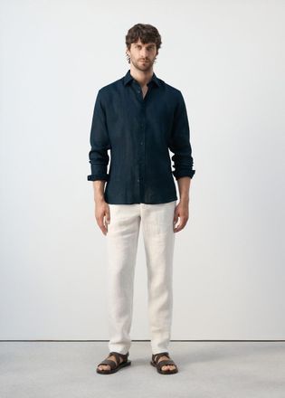 Mango Camicia regular fit 100% lino blu notte - Uomo - XXL - MANGO MAN