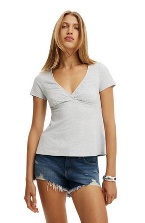 Cotton On Womens Lucy Babydoll Tee in Grey Marle at Nordstrom, Size Xx-Small