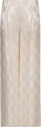 Fendi Bloemmotief Zijden Broek - Dames - Straight fit broeken - Wit - XS - Broeken