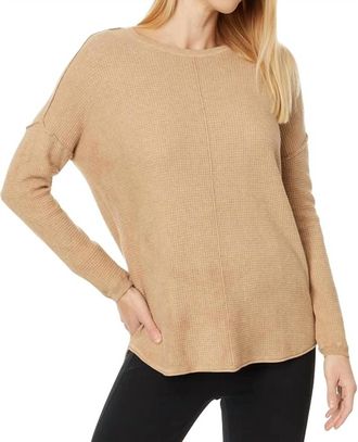 Elliott Lauren Cotton Cashmere Waffle Sweater In Wheat