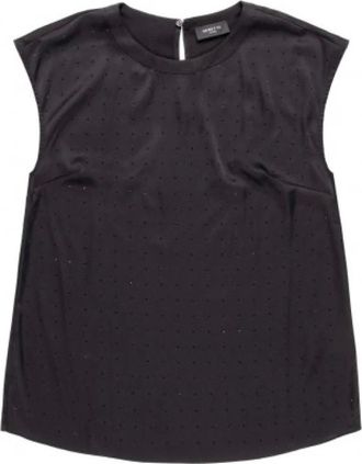 Nenette Tops, Dames, Zwart, S, Satijn, Rhinestone Satijnen Blouse