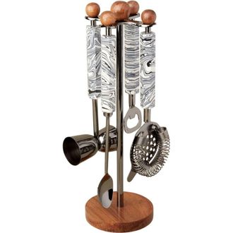 Be Home Zebra Marble and Wood Onyx Hanging Bar Set in Natural at Nordstrom