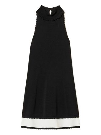 Twin-Set scallop-trim two-tone midi dress - women - Polyamide/Viscose - M - Black