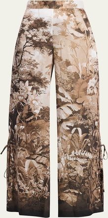 Kobi Halperin Helena Wide-Leg Botanical-Print Pants