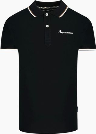 Aquascutum Mens Aquascutum London Tipped Black Polo Shirt - Size: 40