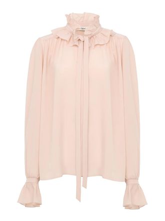Chlo&eacute; Crepe de chine ruffle and ribbon blouse