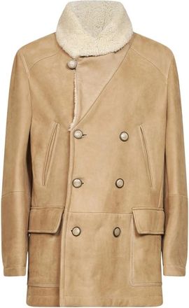 Brunello Cucinelli Dubbele-breasted Jas - Heren - Mantel - Beige - 2XL - Jassen