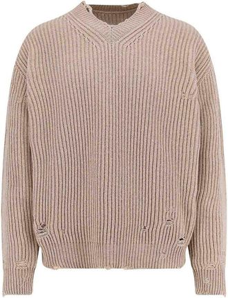 Maison Margiela Wool blend sweater with distressed effect