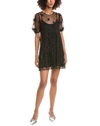 Saltwater Luxe Beaded Mesh Mini Dress