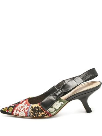 Dior embroidered pointed-toe pumps - women - Fabric/Calf Leather/Calf Leather/Calf Leather - 36 - Black
