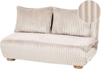 Beliani Sofa Bed 2 Seater ABISKO Faux Fur Off-White