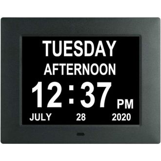 OEM Reloj Digital De 7 Pulgadas Para Personas Mayores, Con Visualizaci&oacute;n De D&iacute;a, Fecha Y Hora, 8 Alarmas, Color Negro, Ideal Para Personas Con Discapacida