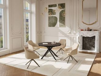 Vente-Unique Extendable Dining Table for 4 To 6 People In Ceramic, MDF & Metal in Grey
