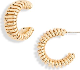 Nordstrom Rack Ribbed Hoop Earrings in Gold at Nordstrom Rack