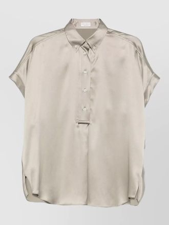 Brunello Cucinelli silk shirt collared neck loose fit