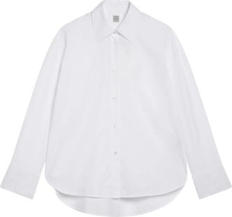 Toteme Boxy Poplin Shirt - Dames - Overhemden - Wit - S - Katoen - Overhemden