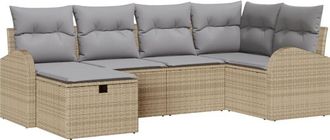 vidaXL Sofa Set with Cushion Manual Beige and Light Grey Poly Rattan vidaXL