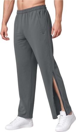 Generic Mens Jogging Bottoms Cotton Sports Trousers with Full-Length Zip Rehabilitation Trousers Leisure Tear-Off Pants Pockets Rehabilitation Trouser Trainin