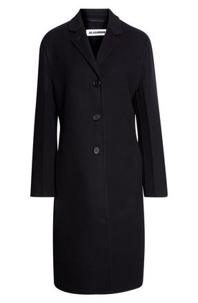 Jil Sander Slim Fit Double Face Cashmere & Virgin Wool Coat in Midnight at Nordstrom, Size 10 Us