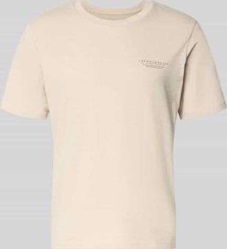 Jack & Jones Jack & Jones T-Shirt mit Label-Print und Rundhalsausschnitt in Offwhite, Gr&ouml;&szlig;e XXL