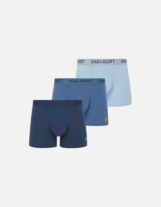 Lyle & Scott Lyle And Scott Mens 3-Pack Barclay Boxer Briefs, Blue Combination - Navy/Blue - Size: 32/30/31