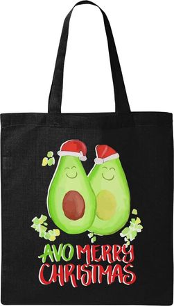 Generic Avo Merry Christmas Natural Ecological Cotton Tote Bag Black