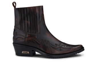 Infinity Leather Zwart/bruine Winklepicker cowboy-enkellaarzen voor heren