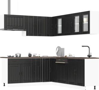 vidaXL Vidaxl - Mueble De Cocina Lucca Negra 11 Piezas Madera Contrachapada