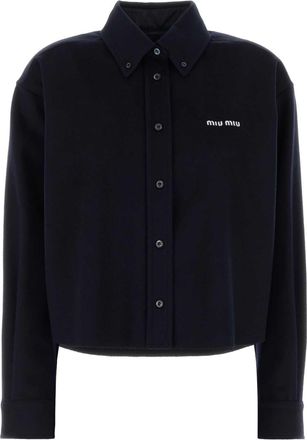 Miu Miu Navy Blue Wool Blend Shirt