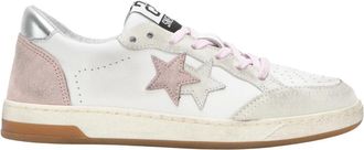 2Star Witte leren sneakers met roze su&egrave;de en ijsdetails - Dames - Sneakers - Veelkleurig - 40 EU - Su&egrave;de - Schoenen